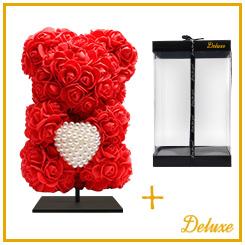 Beer DELUXE on stand 25cm - red foam with diamond heart - in luxury gift packaging 25cm