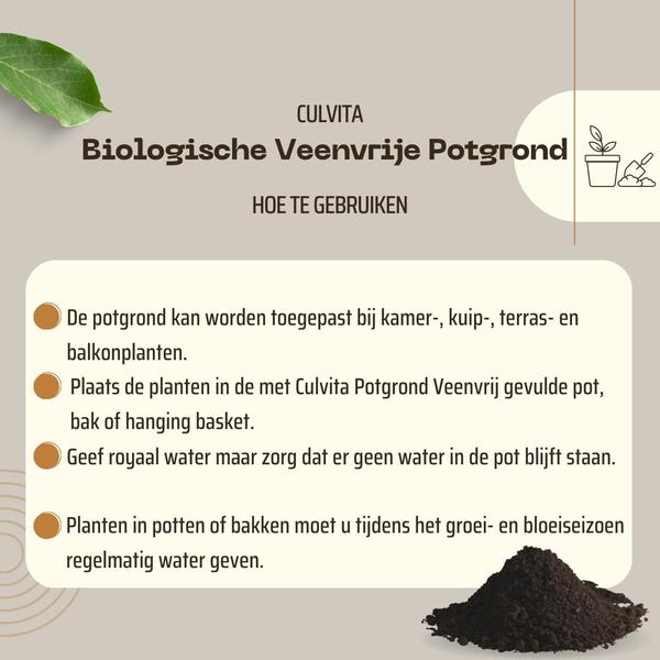 Culvita – Bio-Torffreie Blumenerde 40 Liter – Blumenerde für Zimmerpflanzen & Freilandpflanzen – inklusive organischem Dünger