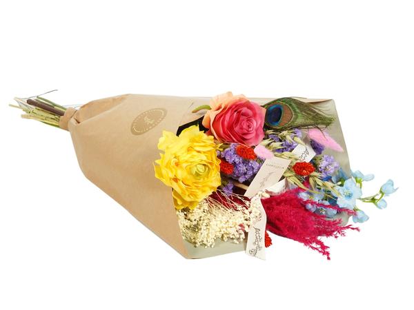 Getrocknete Blumen und Seide – Sommerparty aus getrockneter Seide und Seide – ↕55 cm