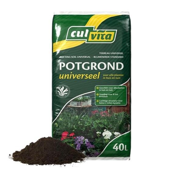 Culvita Universal-Blumenerde inklusive 2 Monate Pflanzennahrung – Universelle Blumenerde für Zimmerpflanzen und Freilandpflanzen – 40 Liter