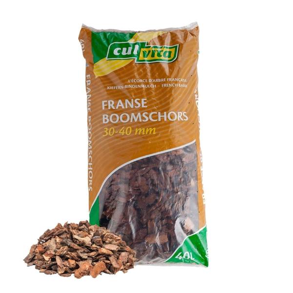 Culvita – Premium Bodendecker aus französischer Baumrinde – Zierrinde 30–40 mm – Rinde geeignet für den Bau von Gehwegen – 40 Liter