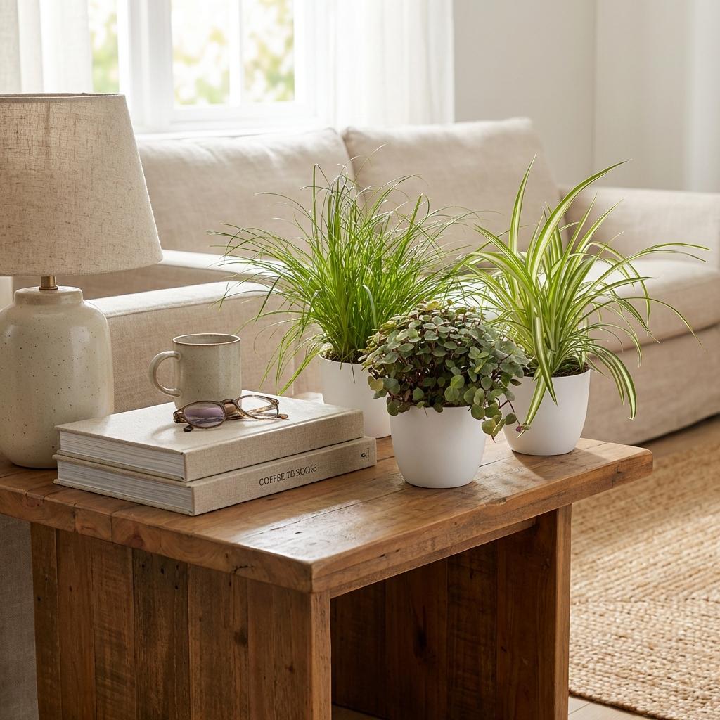 Green boutiQ - Kamerplant - Cyperus - Calissia - Chlorophytum - Mix van 3 - Huisdiervriendelijke Planten - Groen - 3 Planten - met Potter Wit - Pot 12cm - Hoogte 20cm