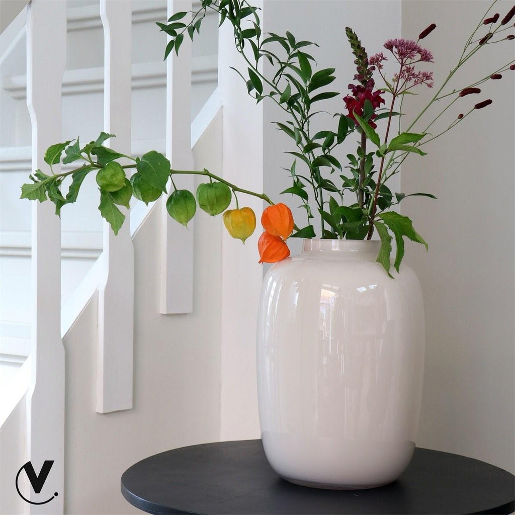 Vase aus Glas – M – H35 B25 – Artic Ivory