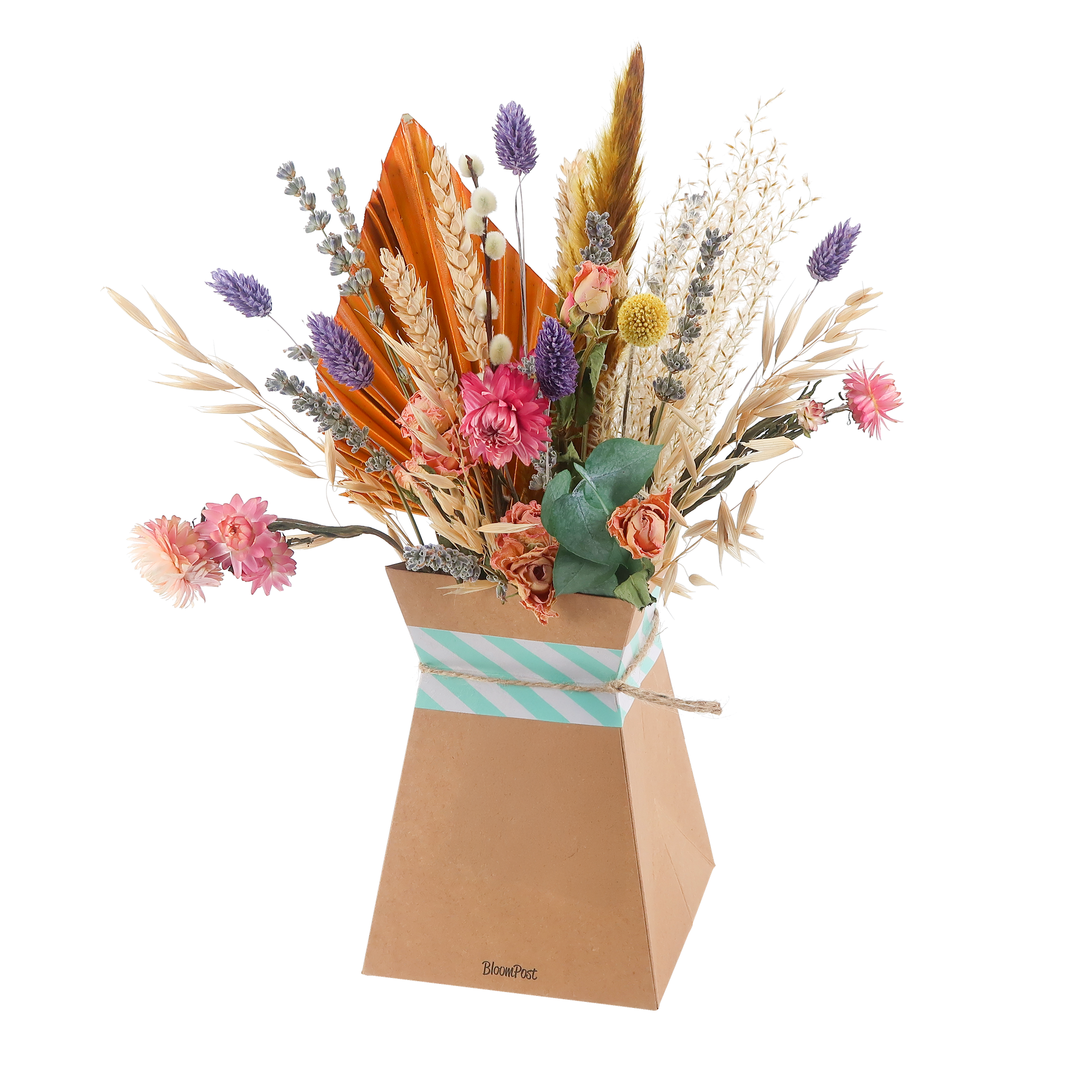 Droogbloemenboeket Pastel, incl. vouwvaas