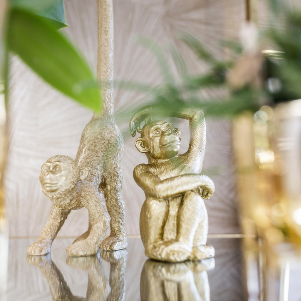 Kolibri Home | Ornament - Decoratie beeld Sitting Monkey - Gold