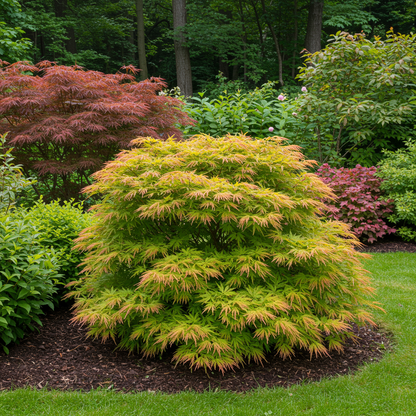 Green boutiQ – Terrassenpflanze – Japanischer Ahorn – Acer palmatum Methamorphosa – Grün – 2 Pflanzen – Laubabwerfend – Topf 19 cm, Höhe 70 cm